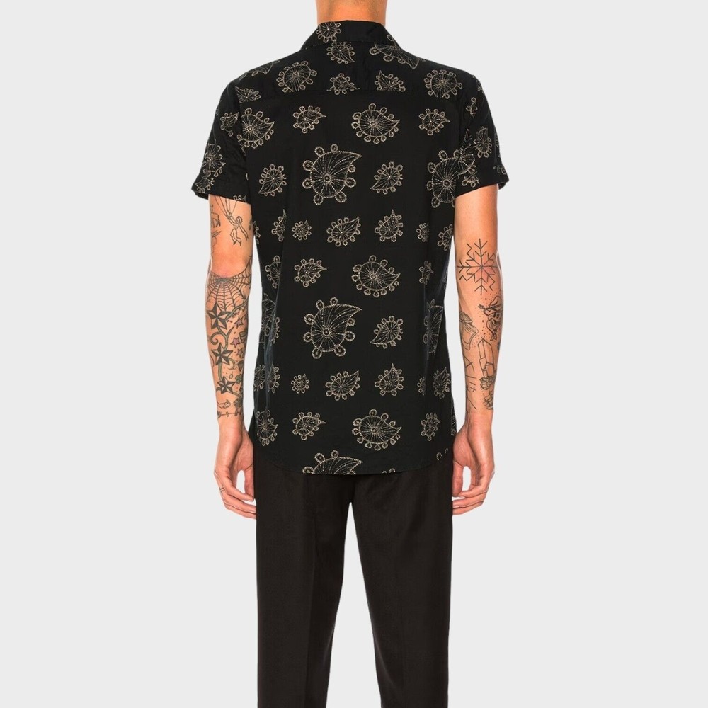 Scotch & Soda Men's Shirt Short Sleeve Button Down Casual Black Hawaiian Size L - Picture 2 of 6